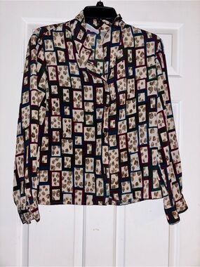 Alfred Dunner Cream Geometric & Leopard Print Button-Down Blouse
